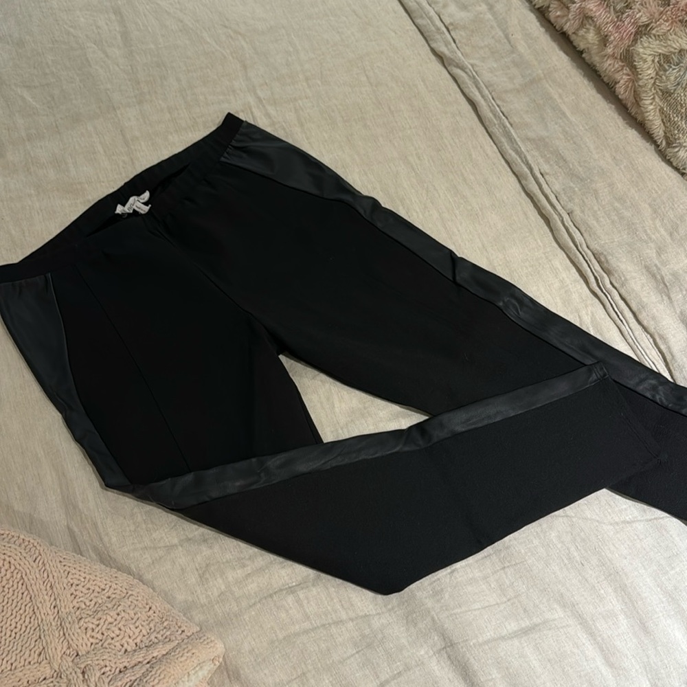 BCBG leggings with faux leather